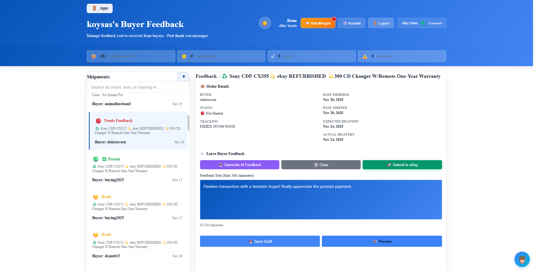 Buyer Feedback Manager - Batch Processing