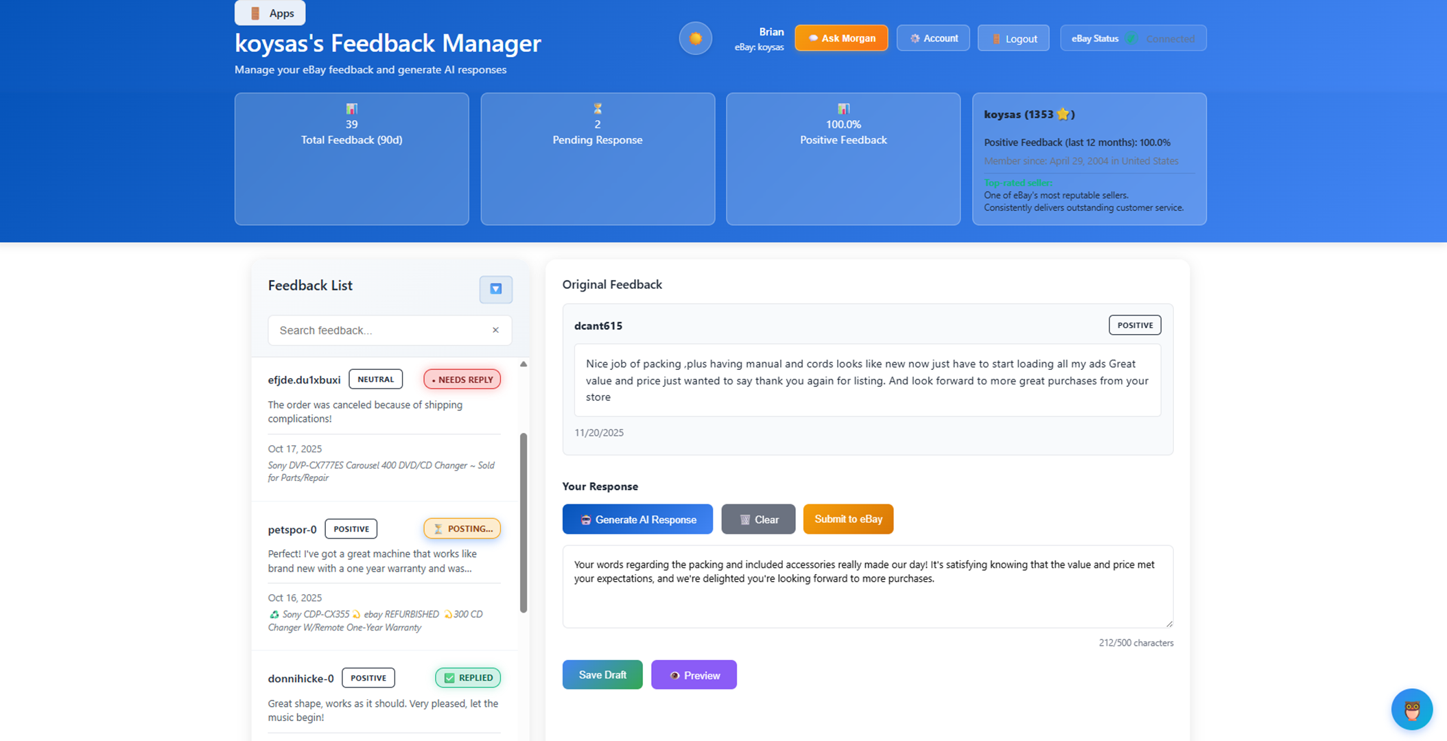Feedback Manager - AI Response Generation